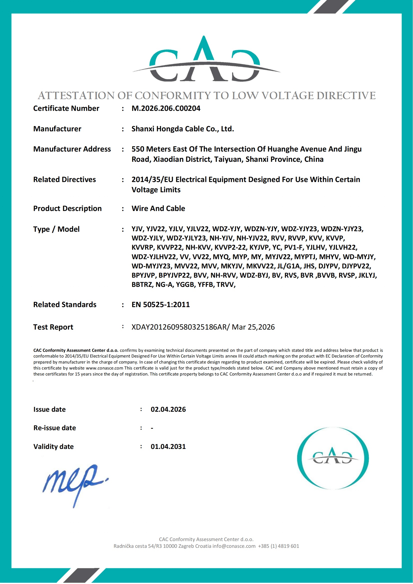 CE low voltage directive certificate